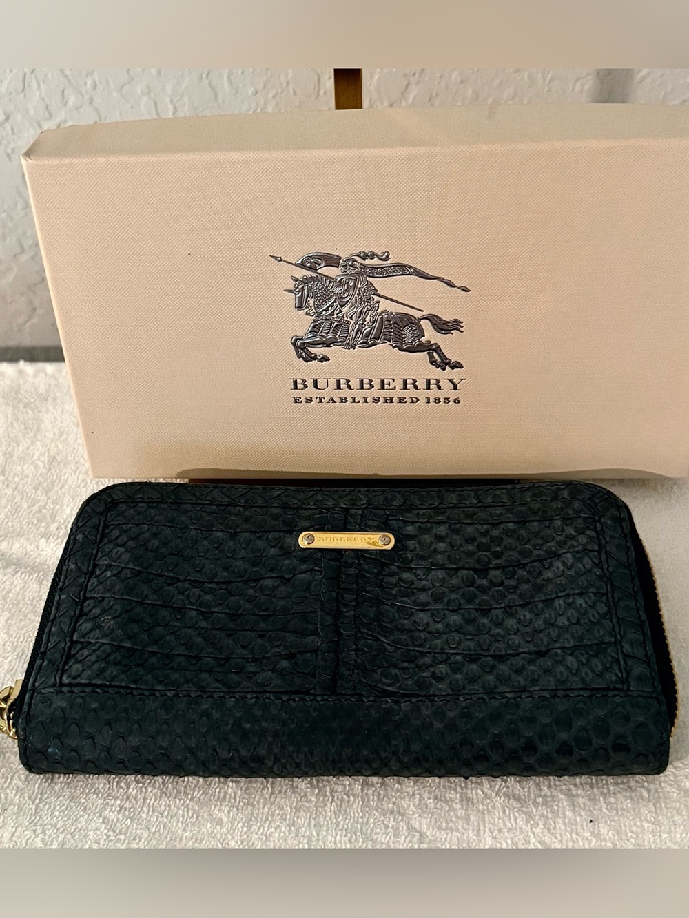 Burberry Continental Zip-Around Wallet/Clutch in Genuine Python Skin